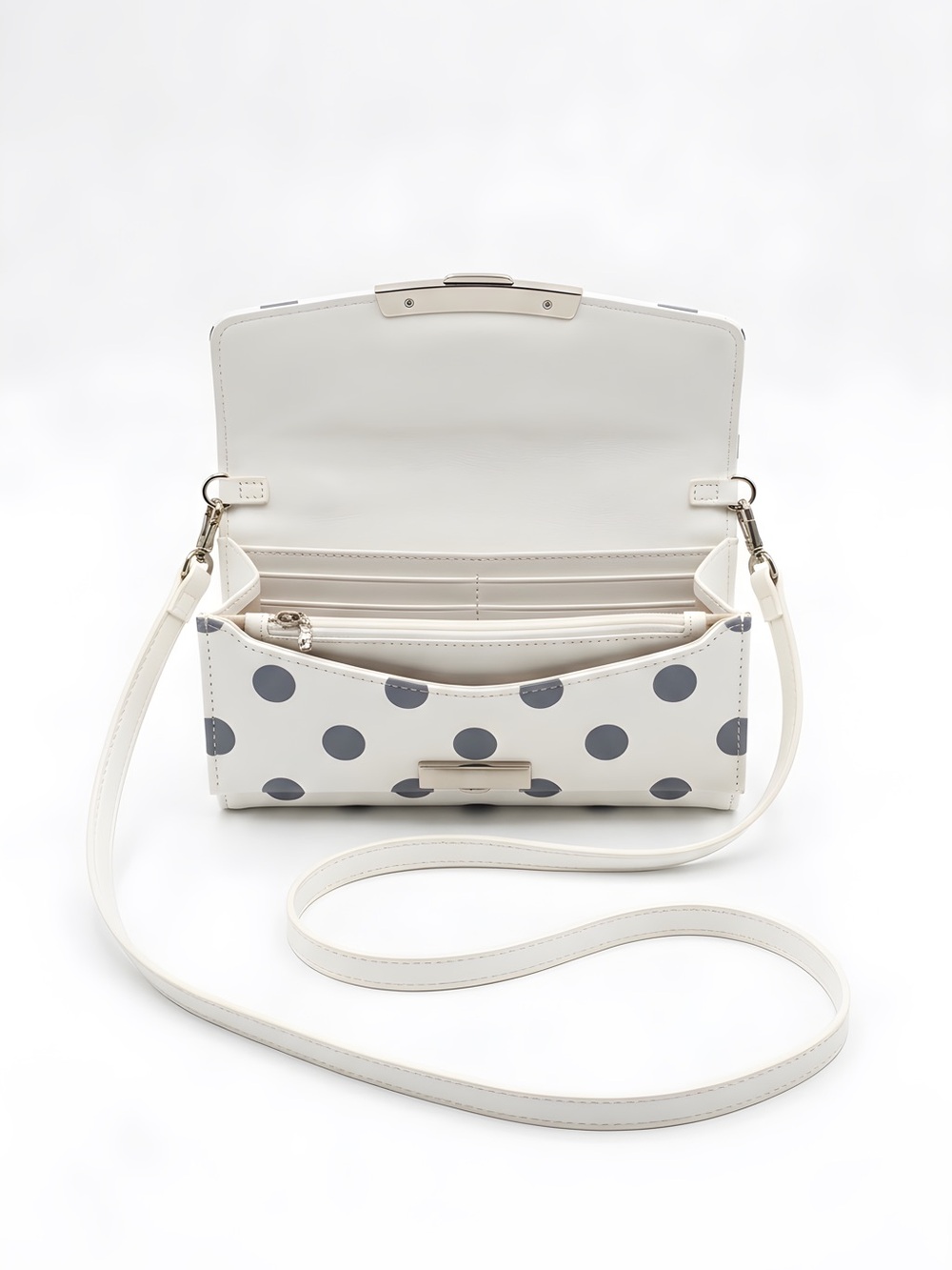 Elegant White Polka Dot Clutch/cross body